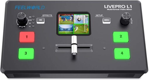 Video Switcher, Multi Camera Video Mixer, Video camera Switcher, LCD Display, 4 x HDMI Inputs, 1 HDMI output, Real Time video Production, Live Streaming video switcher